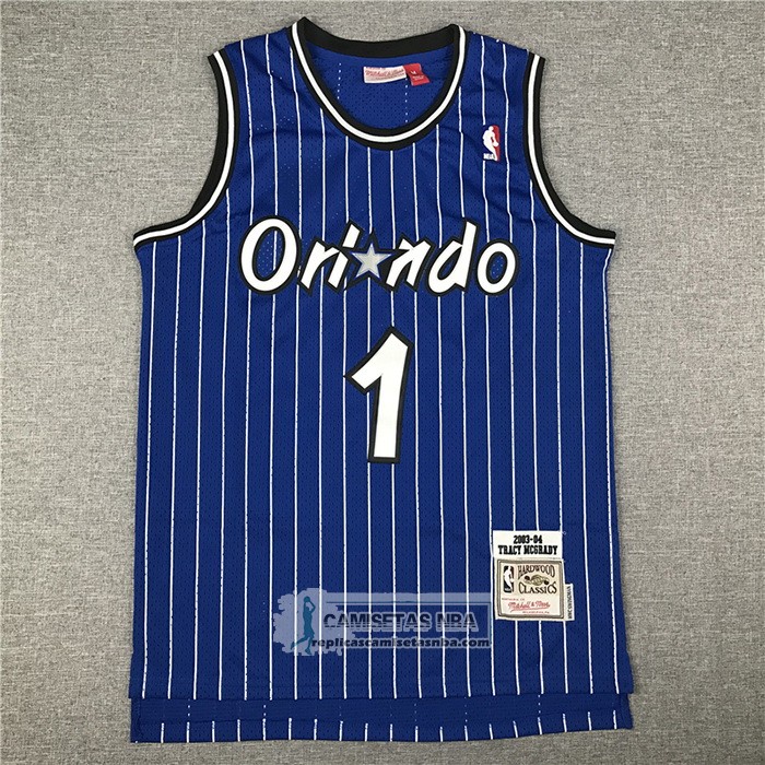 Camiseta Orlando Magic Tracy McGrady NO 1 Mitchell & Ness 2003-04 Azul